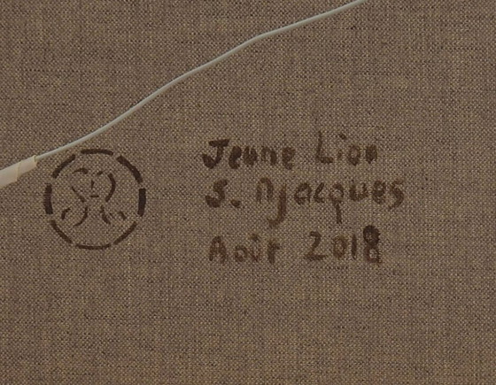 Image 1 of Junger Löwe, Öl auf Leinwand von Sylvie AJACQUES