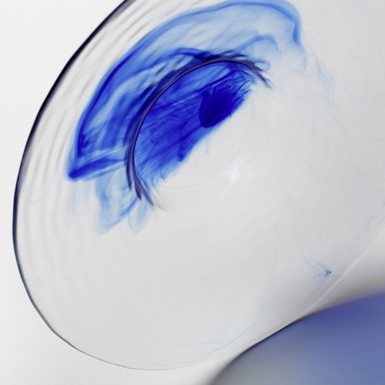 Image 1 of Vintage Blue Swirl Glass Fruit Bowl / Bormioli Rocco / Italy / 1990s