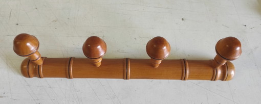Coat rack in solid wood turned in the style of bamboo - mid-20th century