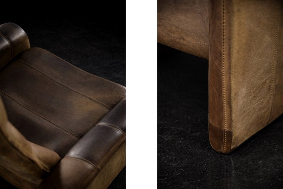 Image 1 of Originele vintage brutalistische DS-50 loungestoel van De Sede, bekleed met buffelleer, jaren 70.