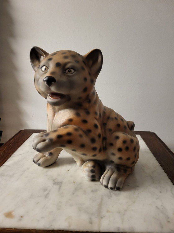 Image 1 of Tiger figurine, vintage, ceramic and hand-painted