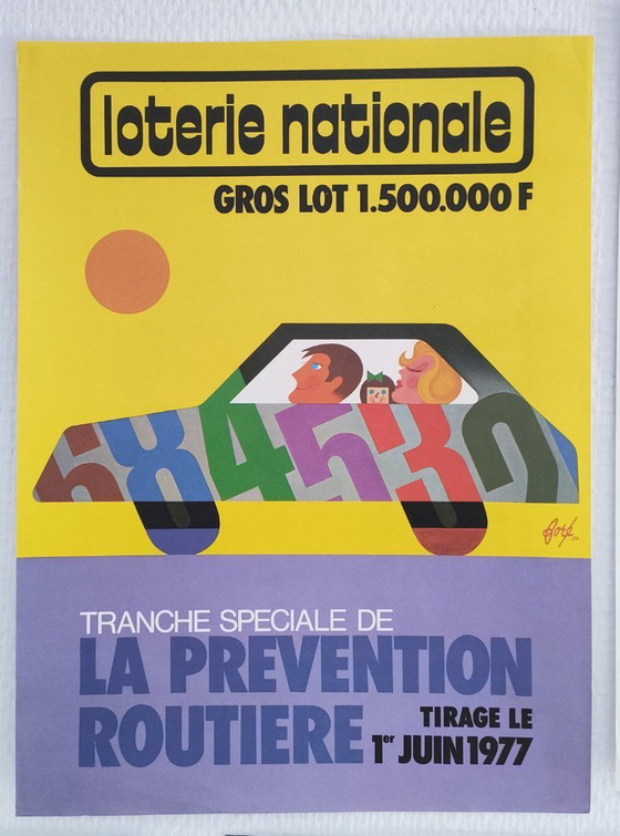 Image 1 of Nueve carteles ilustrados de la lotería nacional francesa de la década de 1970