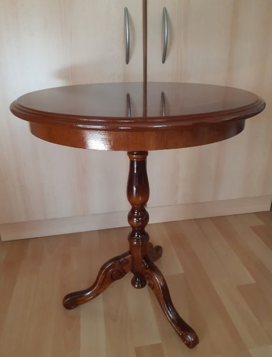 Elegante Tavolino Intarsiato, Lucidato a Mano con Gommalacca, Tavolini, Legno, Marrone (foto 3 di 8)