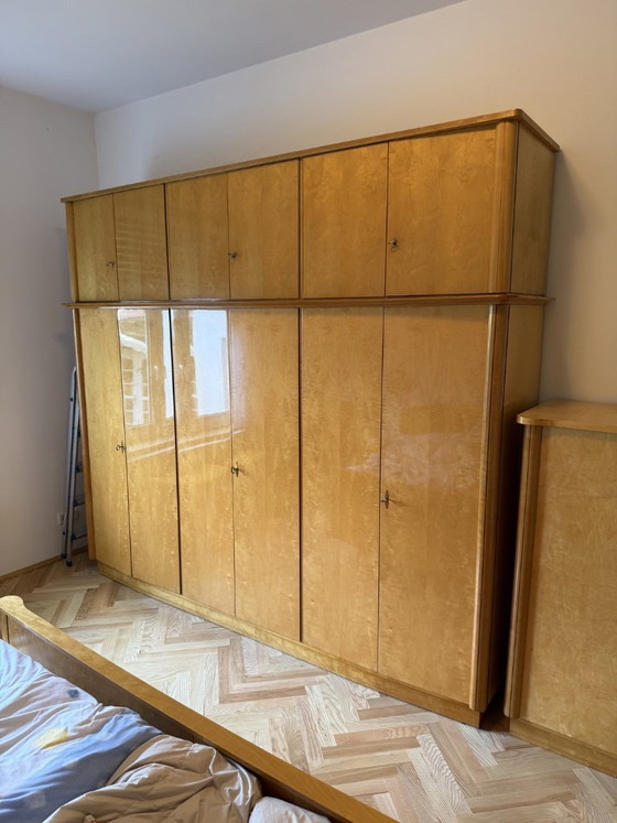 Image 1 of Vintage mid-century cabinet, medium height, birch, high gloss, 1950s