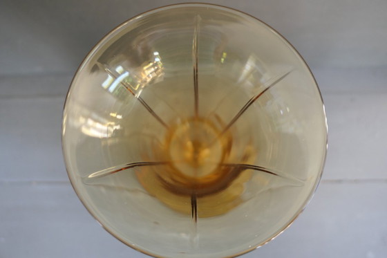 Image 1 of Vaso a tromba in vetro ambrato Art Déco
