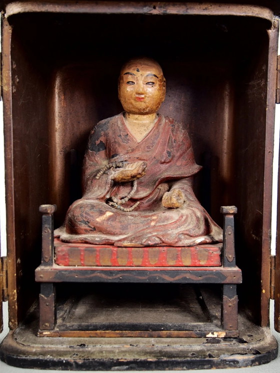 Antique Kobo Daishi Statue in Zushi Shrine – Japan Edo Period Buddha – Sculpture, Wood (photo 33 of 40)