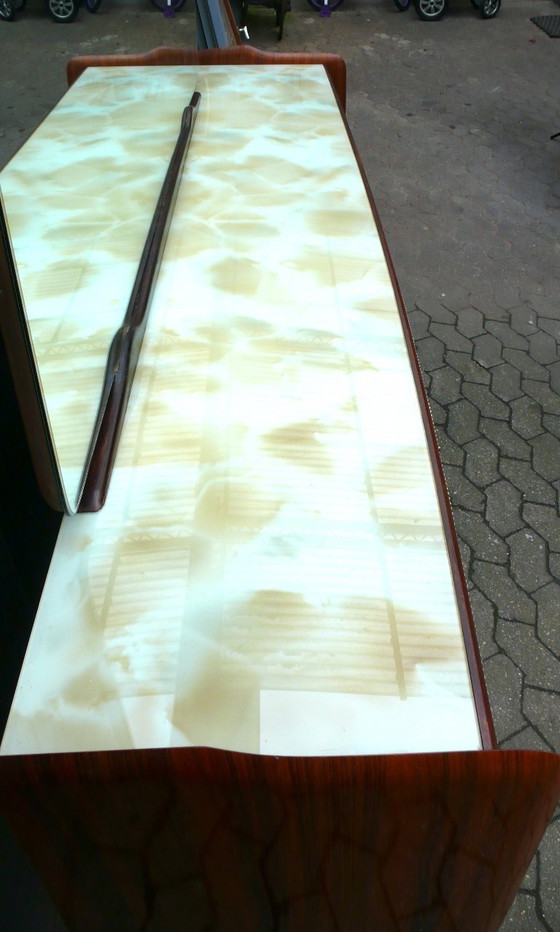Image 1 of Credenza anni '40-'50 con grande specchio, stile Ital Design Fratelli Rigamonti, Mid Century Modern