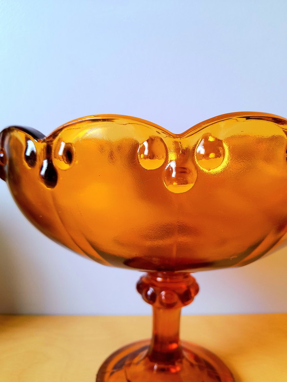 Image 1 of Amber glass fruit bowl