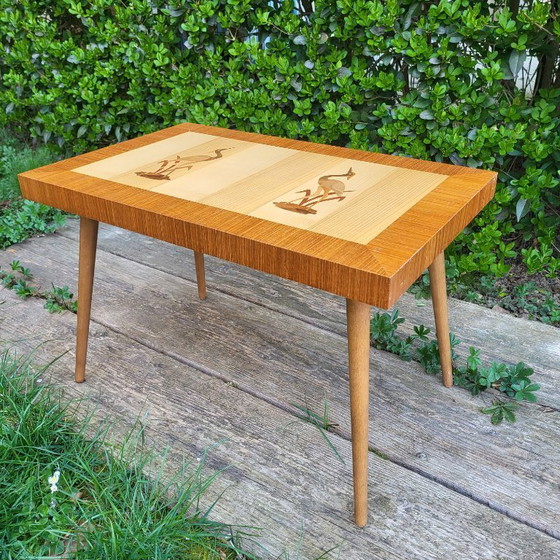 Image 1 of Vintage bijzettafel met vogelmotief, jaren 60-70