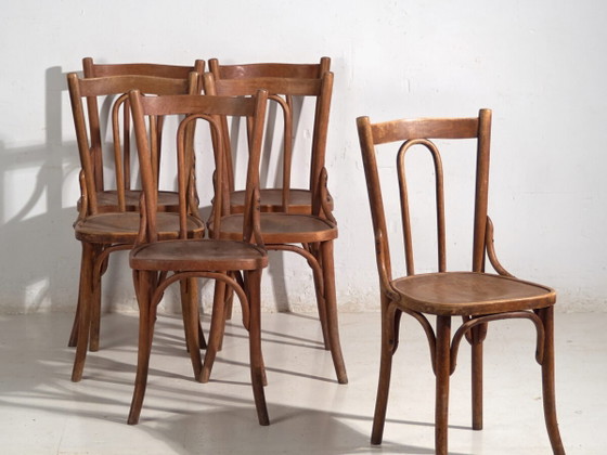 Antique set of 6 bentwood Thonet chairs – Central Europe, circa 1900 – Dining chairs, Metal (photo 2 of 40)