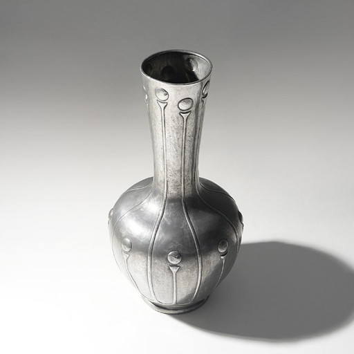 Art Decò Tinnen vaas van Bellotti, jaren 20 – vazen, Metal (photo 2 of 12)