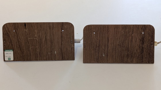 Image 1 of Pair of teak and plexiglass bedside wall lamps - Sweden 1970's
