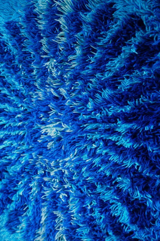 grande arazzo vintage blu da parete