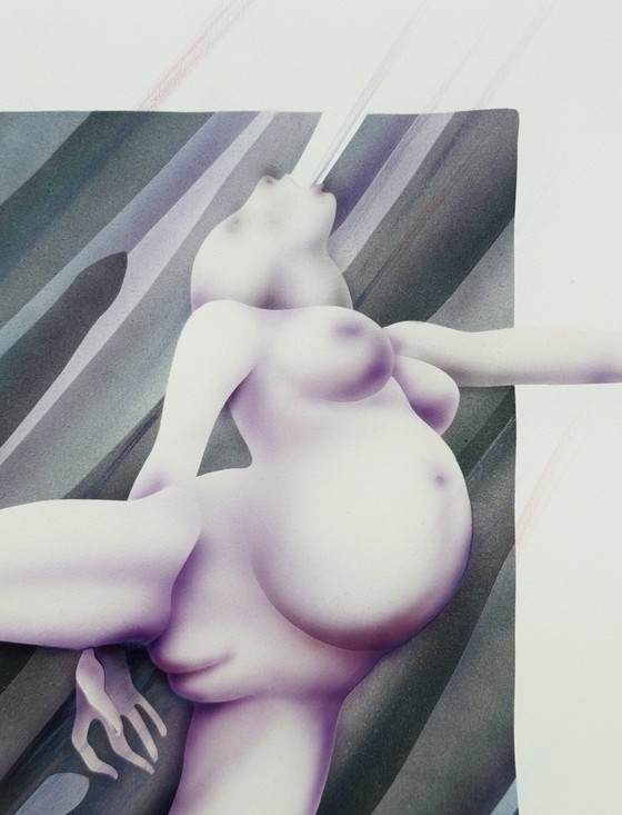 Image 1 of Yvon Adam, raro dipinto erotico del 1985 circa - incorniciato