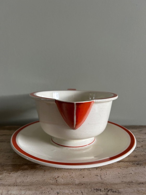 Image 1 of Jean Luce dinnerware set – red bonsai motif - Art Deco