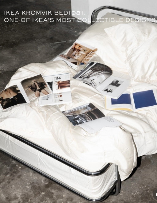 Cama IKEA Kromvik – Knut Hagberg 1982 – cromada, colchón original Sultan