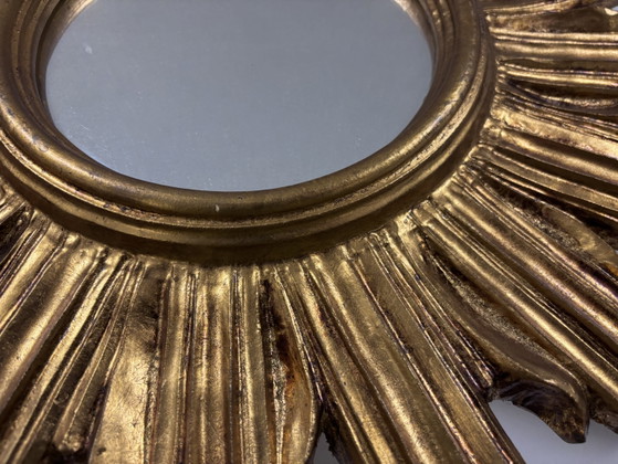 Miroir Sunburst Deknudt Mid-Century Original (60 Cm) – Glass, Wood (photo 7 of 10)