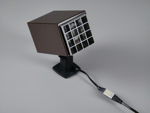 1970s Vintage ELIDUS Type 7078 Brown Metal Wall Light With Perforated Plastic Grid by Björn Svensson - Postmodern Industrial Wal