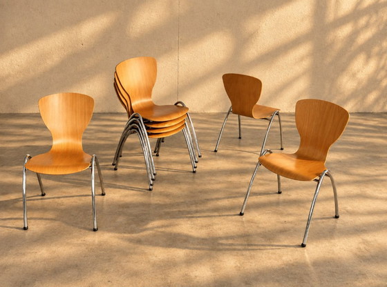6x sedia da scuola vintage | sedie impilabili – Sedie da pranzo, Cromo, Legno (photo 6 of 7)