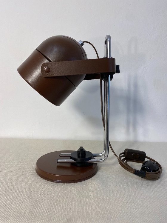 Lampada da Scrivania Vintage Space Age Regolabile Marrone, Anni '80, Restaurata, Lampade da tavolo, Metallo (foto 5 di 13)