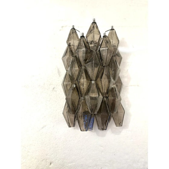 Image 1 of Set of Two “Poliedri” Murano Glass Wall Sconce in Venini Style