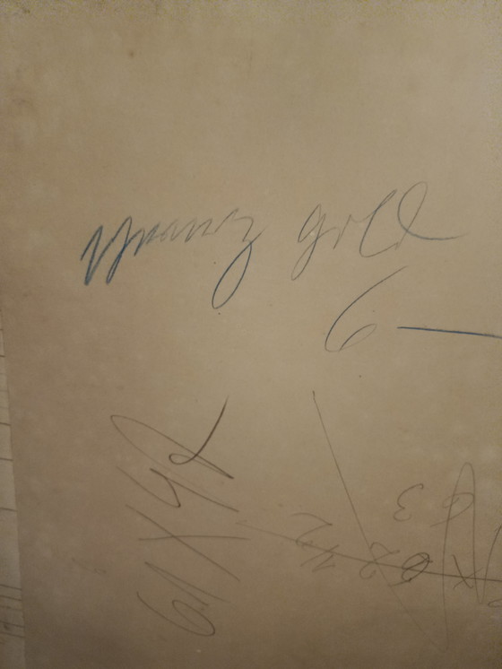 Image 1 of UNIQUE! XL charcoal drawing, antique, circa 1900, portrait of a girl with a fruit basket