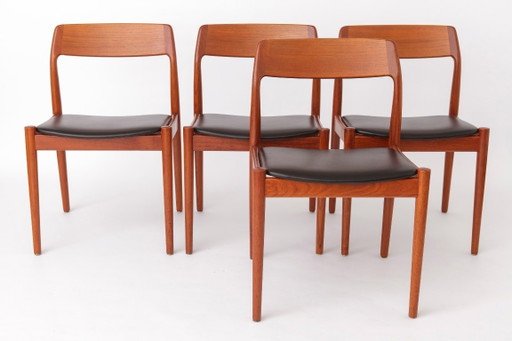Lot de 4 Chaises de salle à manger danoises en teck par Scantic Møbelværk, Mid-Century Modern, années 60 – eetkamerstoelen