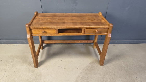 Image 1 of Vintage oak vanity table or desk by Depuydt Belgium, 1960s