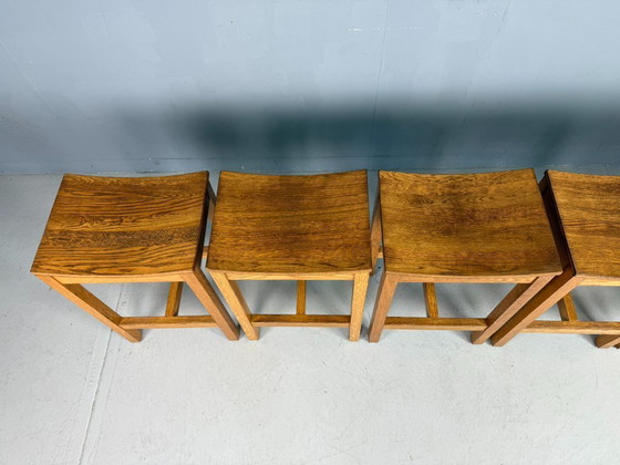 Image 1 of Set of 2 Japandi oak stools by Jonas Lindvall for David Design 1990s