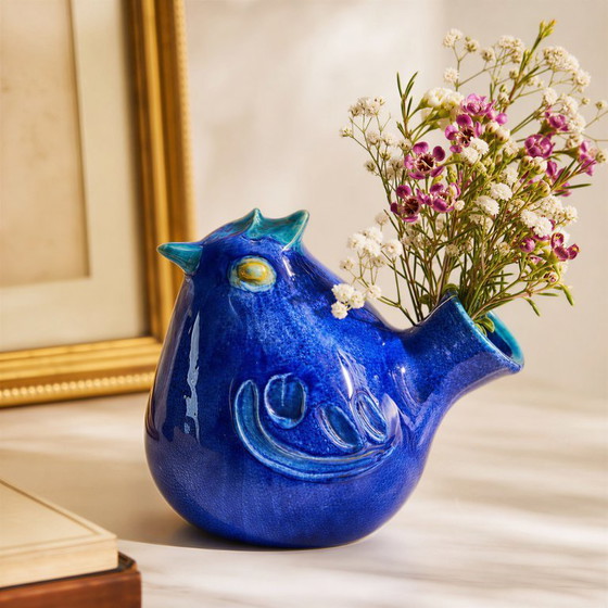 Image 1 of Glazed Ceramic Bird Vase