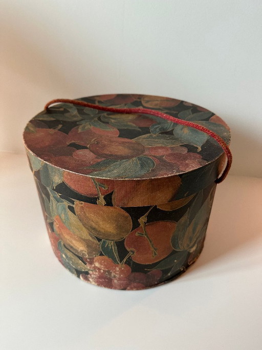 Vintage Hatbox with Fruit Pattern