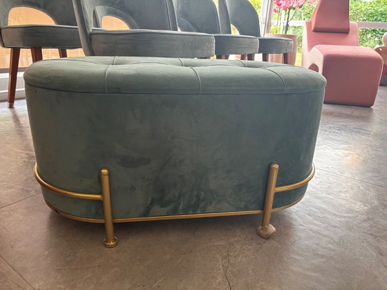 Image 1 of 6 dining chairs and matching Morres ottoman
