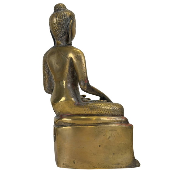 Antiek bronzen Boeddhabeeld met opengewerkte olifantenbasis 34cm – Beeldhouwkunst (photo 4 of 11)