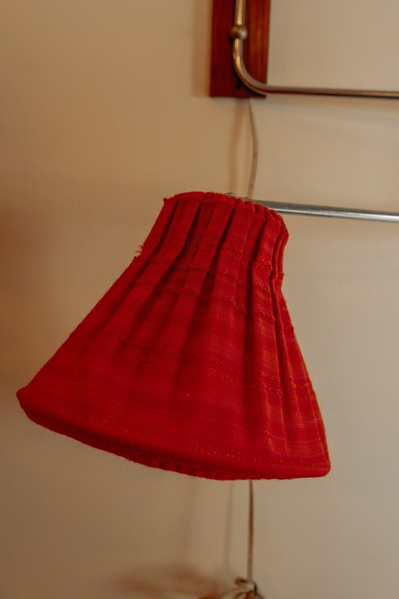 Image 1 of Vintage Mid-Century zwenk-arm wandlamp – Teakhout & chroom