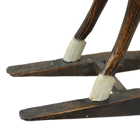 Cavallo a dondolo in legno, marrone scuro con accenti bianchi, Oggetti decorativi, Rustic (foto 5 di 10)