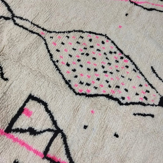 Image 1 of Azilal Wollteppich XXL Rosa & Schwarz – Naturwolle, handgewebt (300×250 cm)