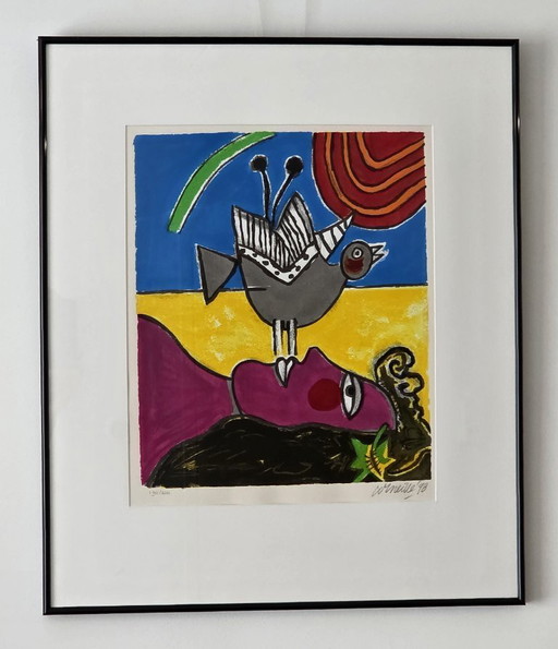 Corneille - The Woman and the Bird - Hand signed - 1998