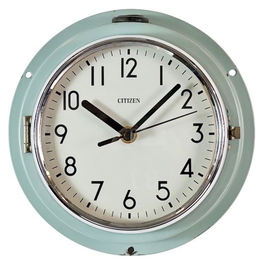 Citizen Wanduhr, mintfarbenes Metall