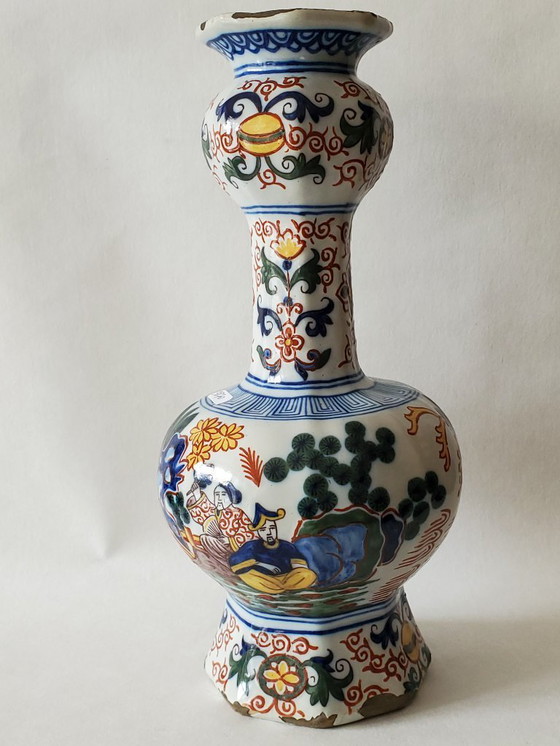 Image 1 of Polychrome Delftware bottle vase - Circa 1800 (ref 3870)