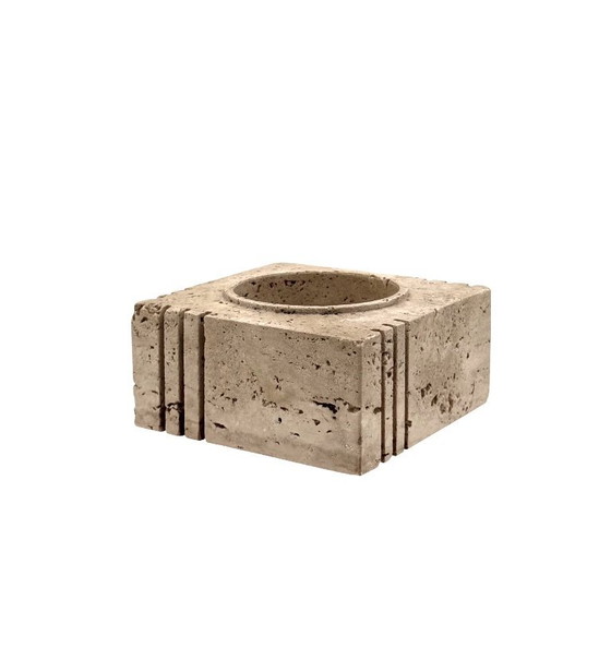 Image 1 of Travertine cubic vide poche / ashtray, Cerri Nestore, Italy, 1970s