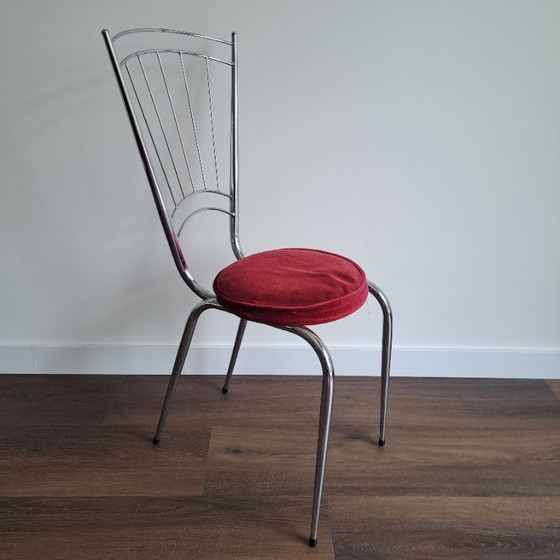 Image 1 of Ensemble de 2 chaises chromées vintage avec coussins