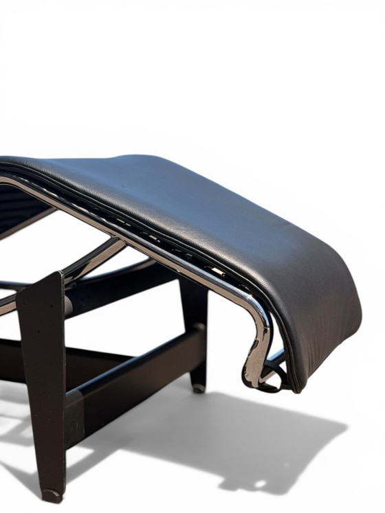 Image 1 of Authentic Cassina LC4 Chaise Longue by Le Corbusier - Black Leather (Serial N°114715)