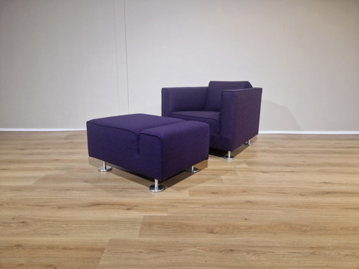 Design on Stock Blizz Armchair Hocker Wool Fabric Purple