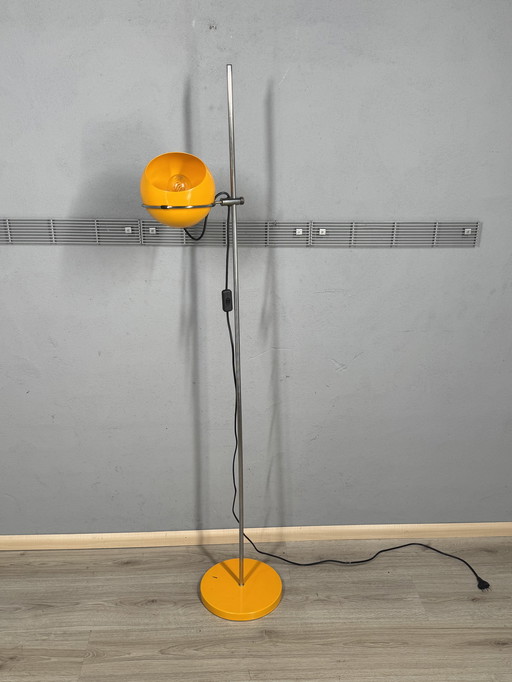 Lampada da terra vintage – Gepo / Gerda – paralume sferico arancione – design Space Age anni '70