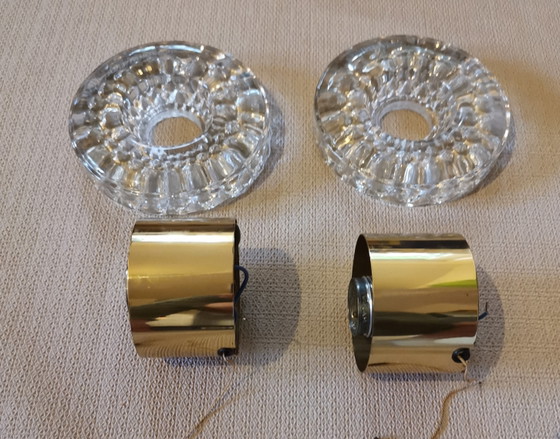 2 Massive Vintage Mid Century 70s 60s Ice Glass Icecube Cube Wall lights – Metal (photo 5 of 13)