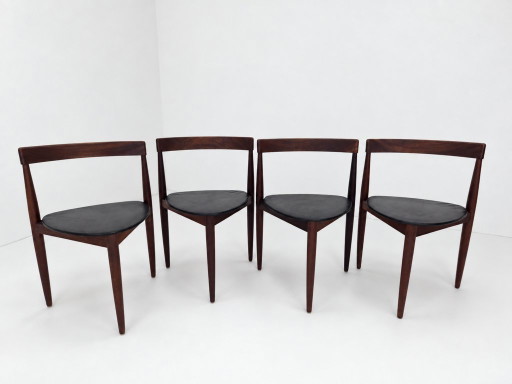 Roundette Teak Dining Chairs By Hans Olsen For Frem Rojle, 1960s Set Of 4 – eetkamerstoelen, Leather, Wood