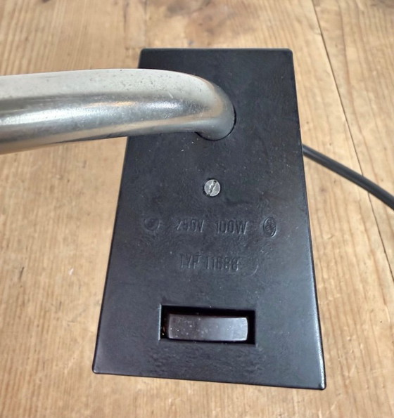 Image 1 of Grijze industriële bureaulamp van Elektrosvit uit de jaren 70, geschikt voor in een fabriek.