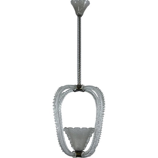 Lampada a sospensione vintage in vetro di Murano Art Déco di Ercole Barovier, Italia, anni '30
