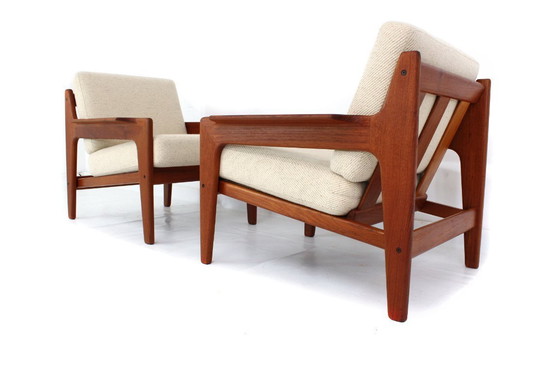 Image 1 of come nuova, 2x Arne Wahl Iversen f. Komfort, poltrona danese in teak della metà del secolo scorso, poltrona vintage, rivestiment