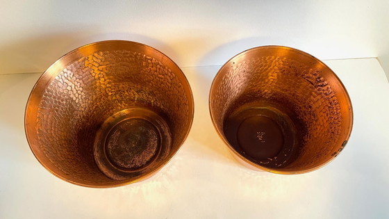 Image 1 of Hammered Copper Flowerpots, 1960s